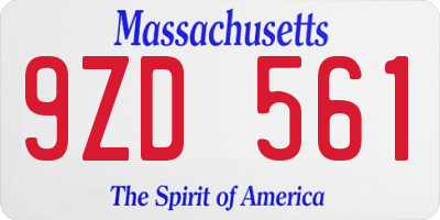 MA license plate 9ZD561