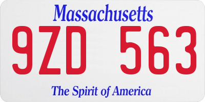 MA license plate 9ZD563