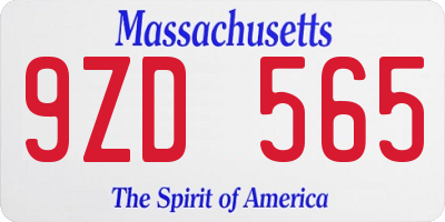 MA license plate 9ZD565