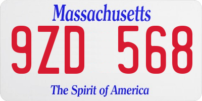 MA license plate 9ZD568