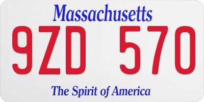 MA license plate 9ZD570