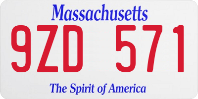 MA license plate 9ZD571