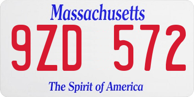 MA license plate 9ZD572