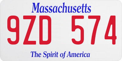 MA license plate 9ZD574