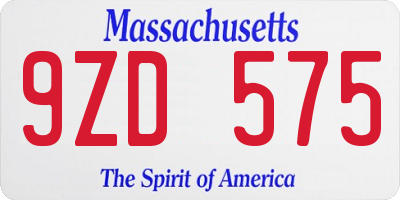 MA license plate 9ZD575