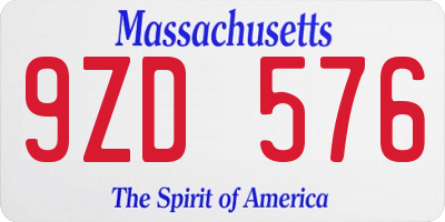 MA license plate 9ZD576