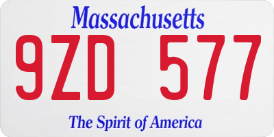 MA license plate 9ZD577