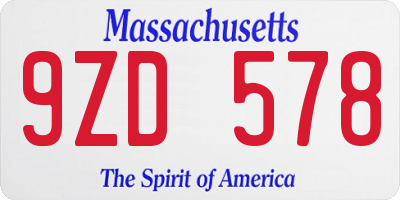 MA license plate 9ZD578