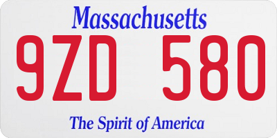 MA license plate 9ZD580