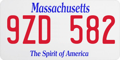 MA license plate 9ZD582