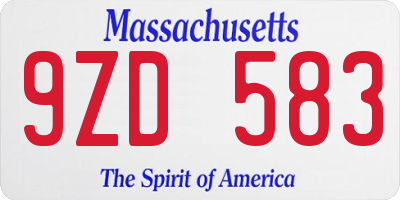 MA license plate 9ZD583