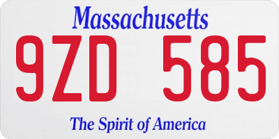 MA license plate 9ZD585