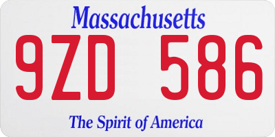 MA license plate 9ZD586