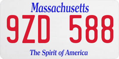 MA license plate 9ZD588