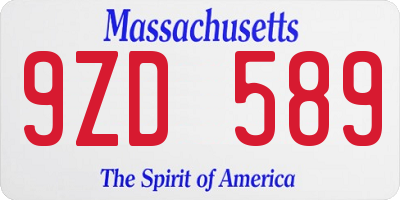 MA license plate 9ZD589