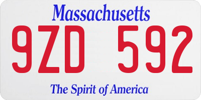 MA license plate 9ZD592