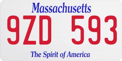 MA license plate 9ZD593