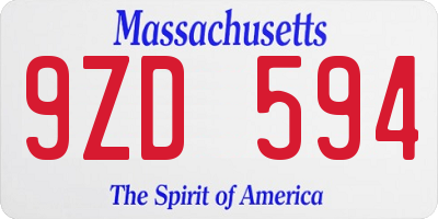 MA license plate 9ZD594