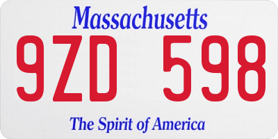 MA license plate 9ZD598