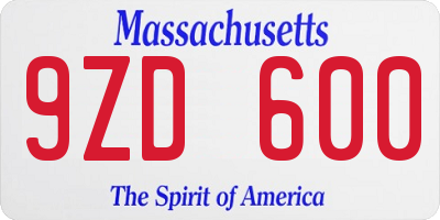 MA license plate 9ZD600