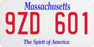 MA license plate 9ZD601