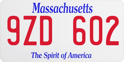 MA license plate 9ZD602