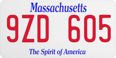 MA license plate 9ZD605