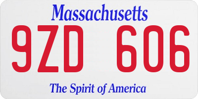 MA license plate 9ZD606