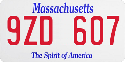 MA license plate 9ZD607