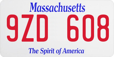 MA license plate 9ZD608