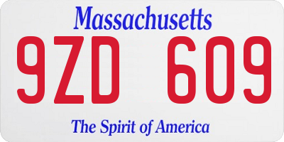 MA license plate 9ZD609