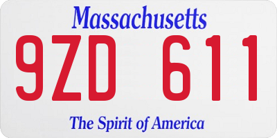 MA license plate 9ZD611