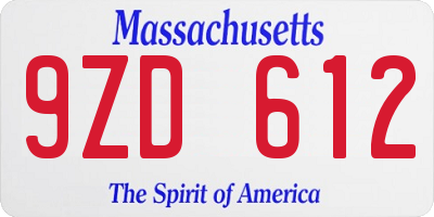 MA license plate 9ZD612