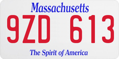 MA license plate 9ZD613