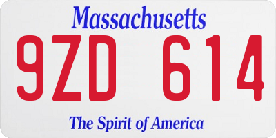 MA license plate 9ZD614