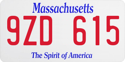 MA license plate 9ZD615