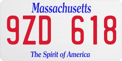 MA license plate 9ZD618