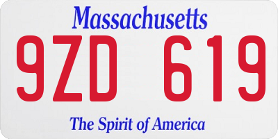 MA license plate 9ZD619