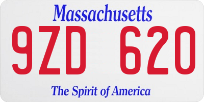 MA license plate 9ZD620