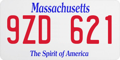 MA license plate 9ZD621