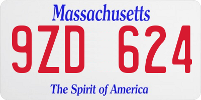 MA license plate 9ZD624
