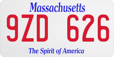 MA license plate 9ZD626