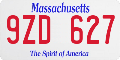 MA license plate 9ZD627