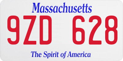 MA license plate 9ZD628