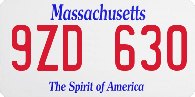 MA license plate 9ZD630