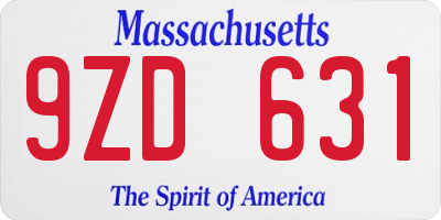 MA license plate 9ZD631