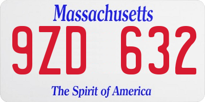 MA license plate 9ZD632