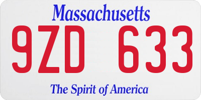 MA license plate 9ZD633