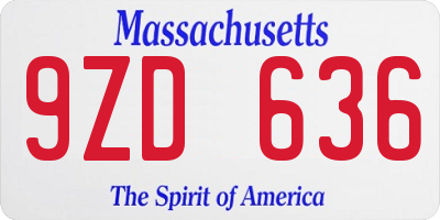 MA license plate 9ZD636