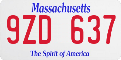 MA license plate 9ZD637